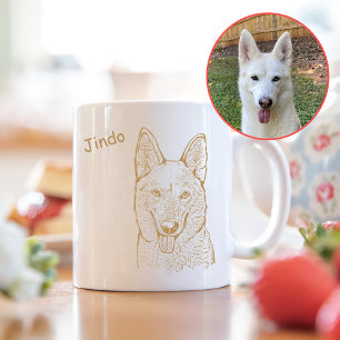 Taza De Café Dibujo manual personalizado de perro de Jindo