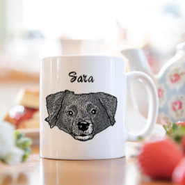 Taza De Café Dibujo manual personalizado de perro de Markiesje