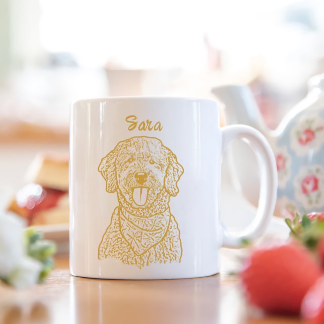 Taza De Café Dibujo manual personalizado de perro goldendoodle (Subido por el creador)