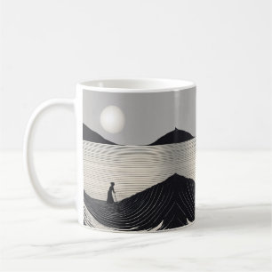 Taza De Café Dibujo minimalista simple de una persona y un v