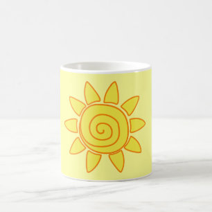 Taza De Café Dibujo mono del sol hecho a mano para niños Ilustr