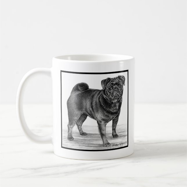 Taza De Café Dibujo negro de pug es Glenda S. Harlan (Izquierda)
