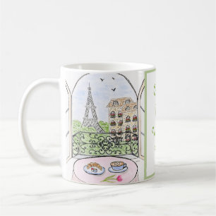 Taza De Café Dibujo parisino pintado a mano