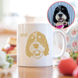 Taza De Café Dibujo personalizado de mano de perro de Bernedood