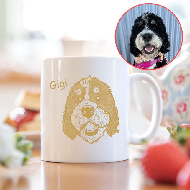 Taza De Café Dibujo personalizado de mano de perro de Bernedood (Subido por el creador)