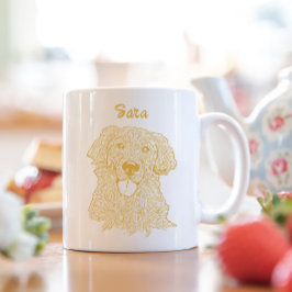 Taza De Café Dibujo personalizado de mano del perro con recuper