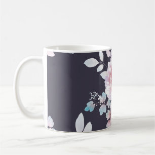 Taza De Café Dibujo por ordenador de bellas flores ilustrativas