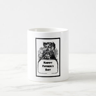Taza De Café Dibujo retrospectivo del Día del Padre Feliz