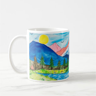 Taza De Café Dibujo simple de montaña por niño