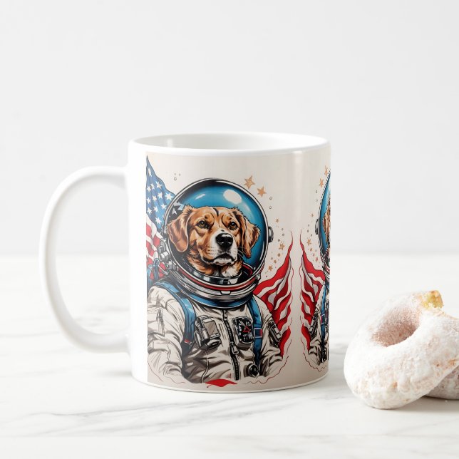 Taza De Café Dibujo tradicional de tatuajes de perro de Estados (Con donut)
