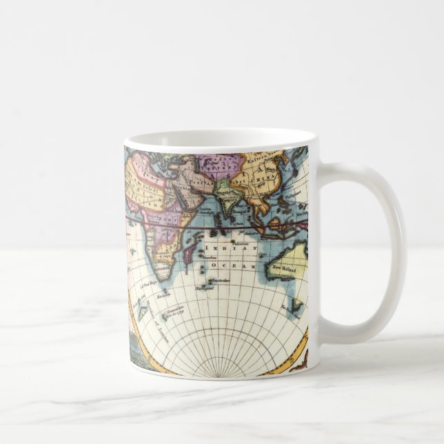 Taza De Café Dibujo viejo del ilustracion del mapa del mundo de (Derecha)
