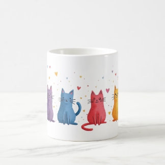 Taza De Café Dibujos animados de gatos coloridos