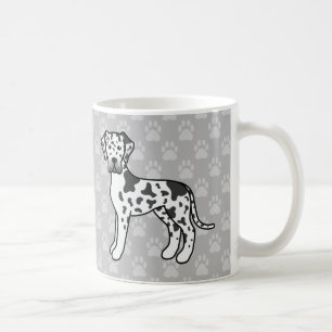 Taza De Café Dibujos animados de perros Gran Danés arlequín sob