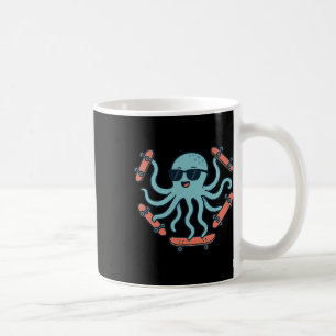 Taza De Café Dibujos animados de pulpo skateboarding genial