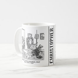 Taza De Café Dibujos animados de robots divertidos. La esposa e