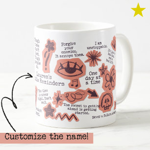 Taza De Café Dibujos diarios de afirmación positiva con nombre