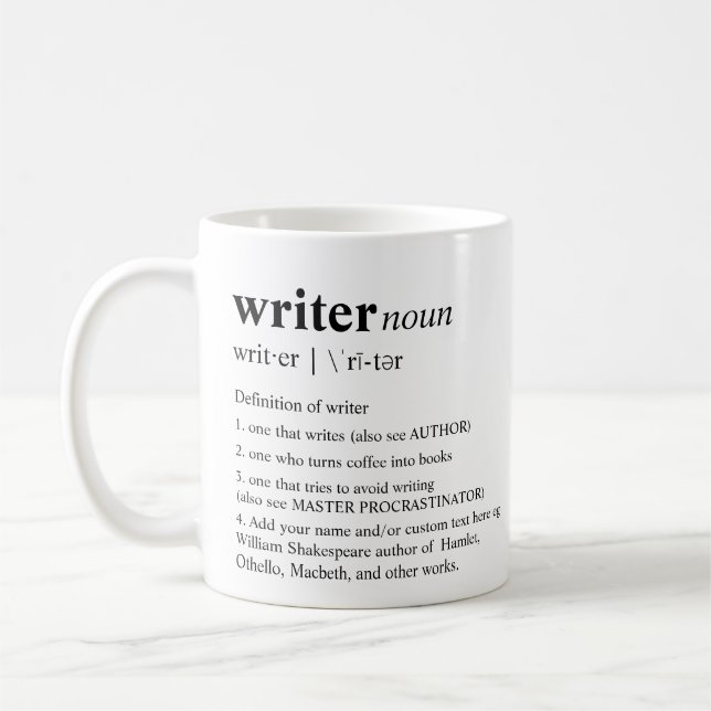 Taza De Café Diccionario personalizado diversión del escritor (Izquierda)