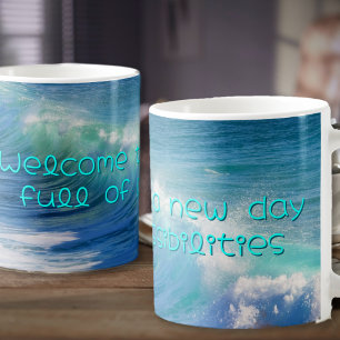 Taza De Café Dicho alentador de ola del océano