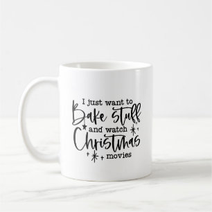 Taza De Café Dicho Divertido de Navidad Hornear Cosas Ver Pelíc