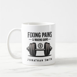 Taza De Café Dicho Divertido Terapia Física Blanco y Negro