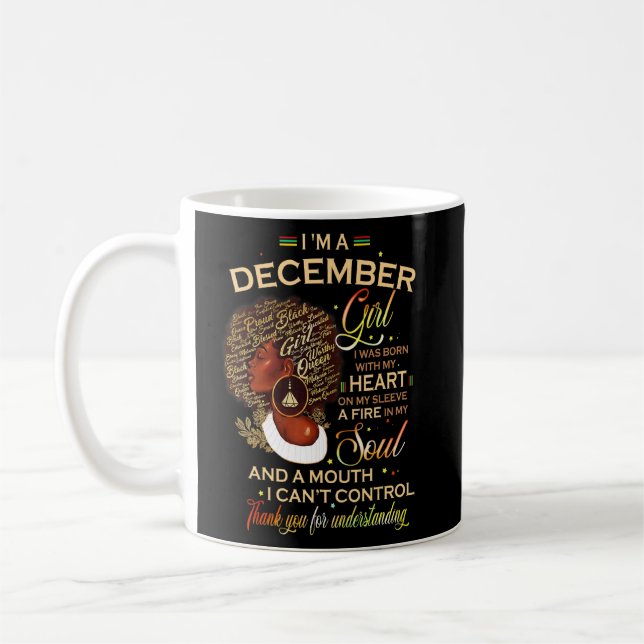 Taza De Café Diciembre Chica Cumpleaños Melanin Afro Reina para (Izquierda)