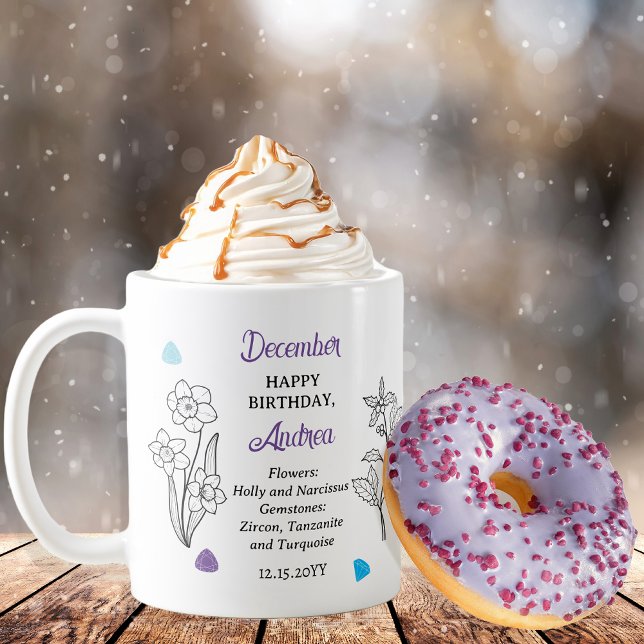 Taza De Café Diciembre Holly y el cumpleaños de Narcissus Keeps (December Floral and Birthstone Birthday Keepsake Coffee Mug)
