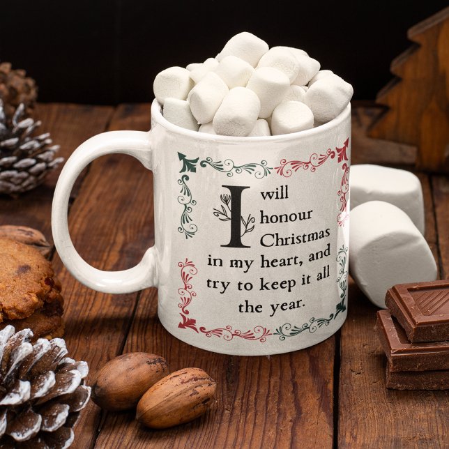 Taza De Café Dickens A Navidades Carol Scrooge Cita Victoriana (Make it a Victorian Christmas with this holiday mug with Scrooge's vow set in vintage typography.
)