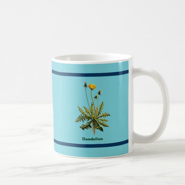 Taza De Café Diente de León Sobre Azul (Derecha)