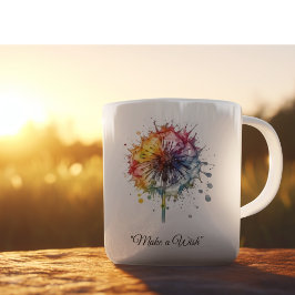 Taza De Café Diente de león vibrante en acuarela, personalizado