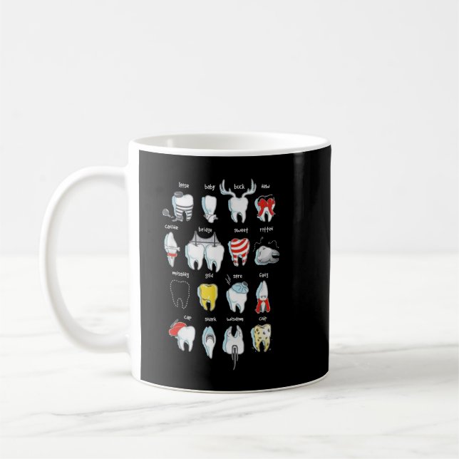 Taza De Café Dientes divertidos diseñadores Dientes Dentistas D (Izquierda)