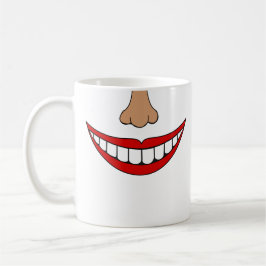 Taza De Café Dientes y labios de nariz de boca roja sonrientes