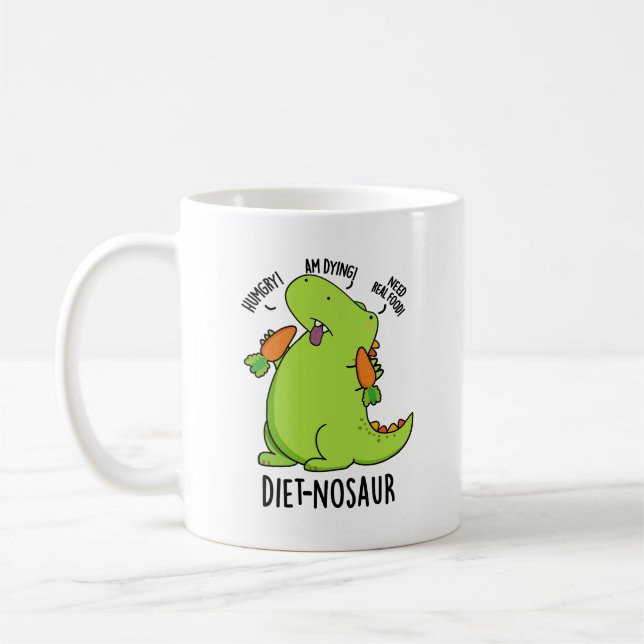 Taza De Café Diet-nosaur Funny Dinosaur Puns (Izquierda)