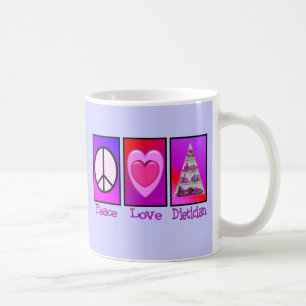 Taza De Café Dietético del amor de la paz