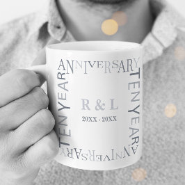 Taza De Café Diez años de Boda Aniversario de los Silvers