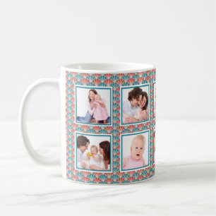 Taza De Café Diez Collage de Fotos con Patrón de Abanico Decora
