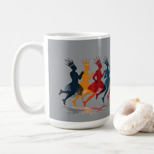 Taza De Café Diez señores saltando recorte estilo plantilla 3