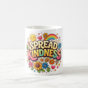 Taza De Café Difunde la amabilidad – Lindo arcoíris floral