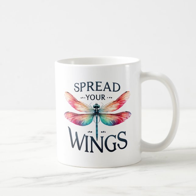 Taza De Café Difunde tus alas - Dragonfly artístico (Derecha)