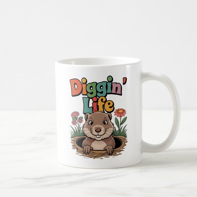 Taza De Café Diggin’ Life Funny Gopher (Derecha)