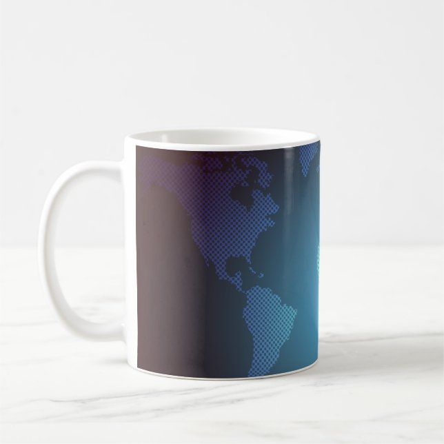 Taza De Café Digital Dot World Map Gradient Art (Izquierda)