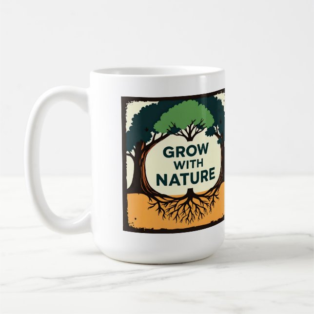 Taza De Café Digital Illustration of Stylized Tree with Roots a (Izquierda)