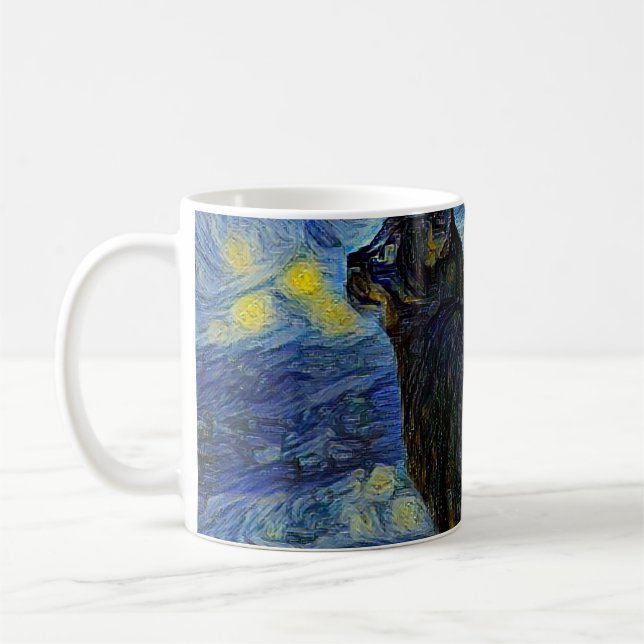 Taza De Café Digital painting Shambhala cat in Vincent Van Gogh (Izquierda)