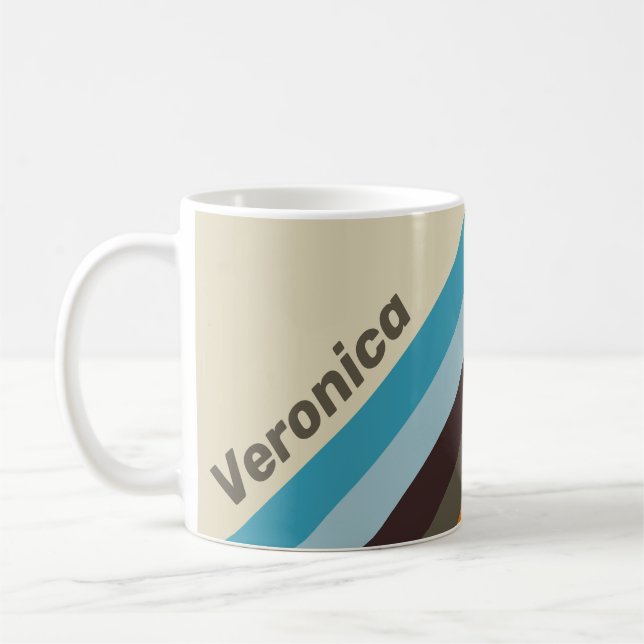 Taza De Café Digitalis Rust Stripes con Nombre (Izquierda)