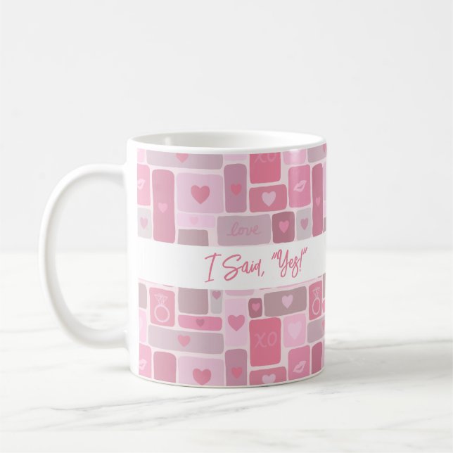 Taza De Café Dije que sí Compromiso Rosa Letra Moderna (Izquierda)