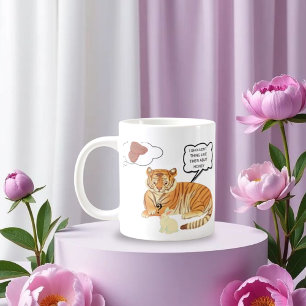 Taza De Café Dilema divertida de tigre y conejito - Cómic de an