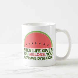Taza De Café Dilexia divertida cita Humor disléxico sandía