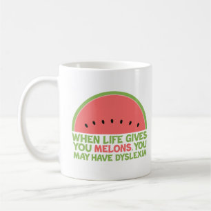 Taza De Café Dilexia divertida cita Humor disléxico sandía