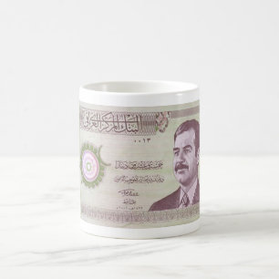 Taza De Café Dinar iraquí con Saddam Hussein