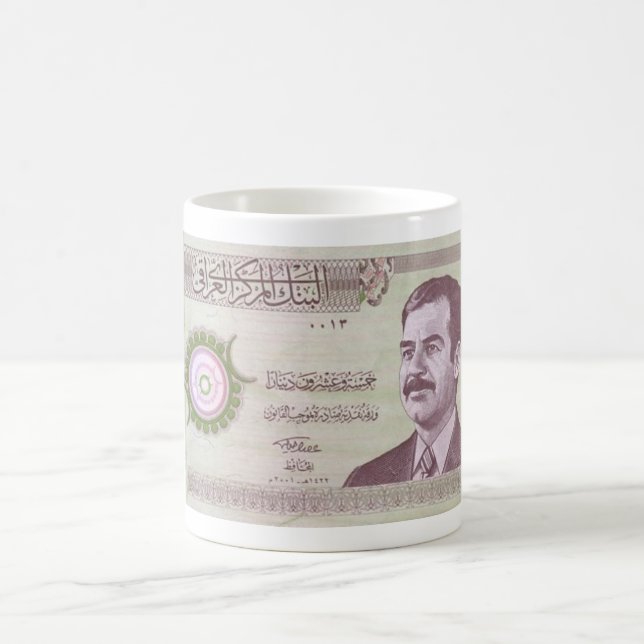 Taza De Café Dinar iraquí con Saddam Hussein (Centro)