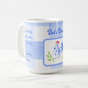 Taza De Café Diner Acuarela Azul Gallina de Dibujos SUNDAY Pers